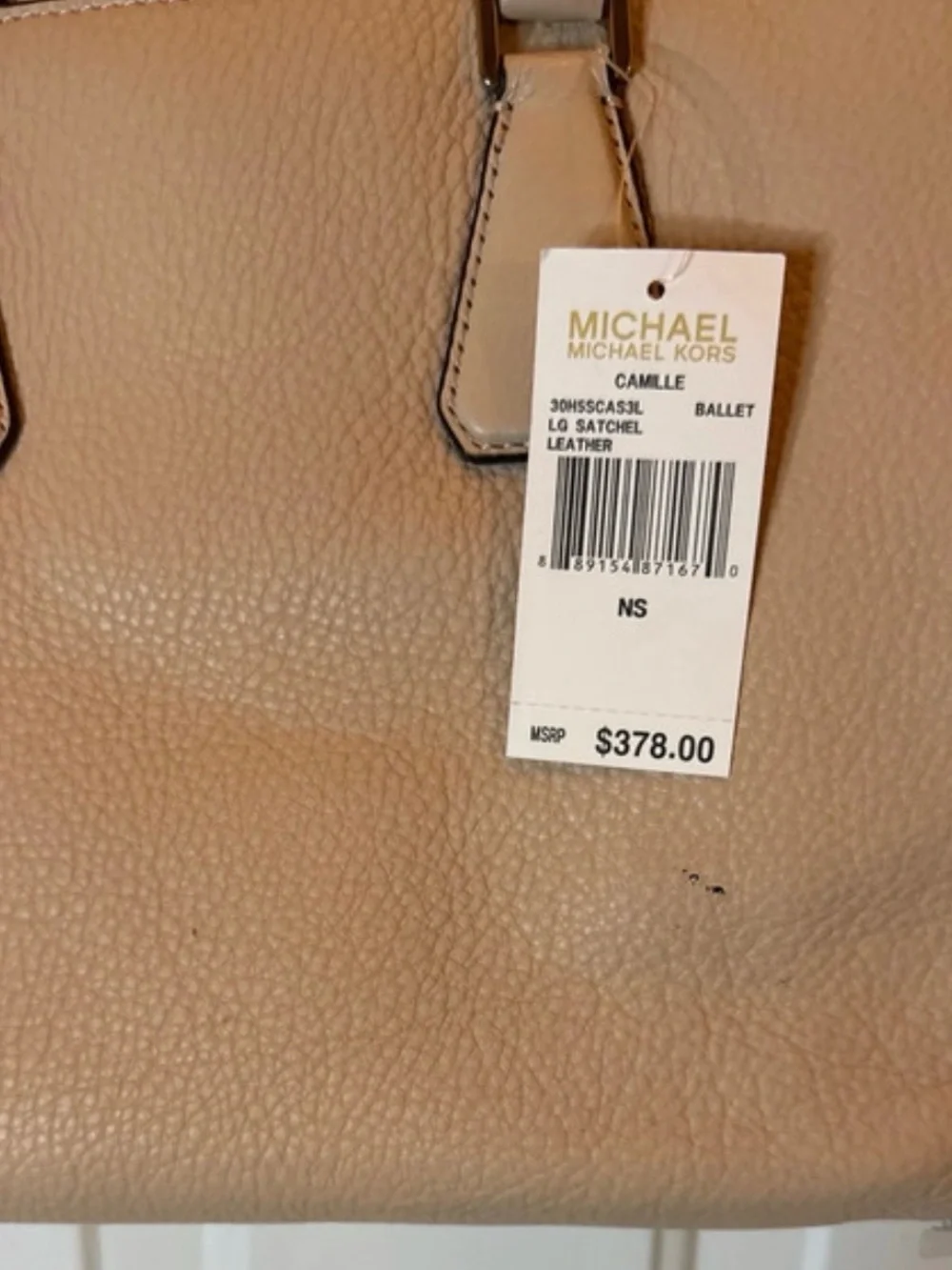 Michael Kors Light Beige Pebbled Leather Satchel